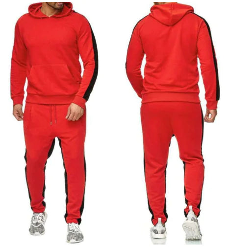 Men's Fashion Hoodie Button Cardigan with Color Block Set